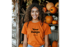 Orange T-shirt Mockups Bella and Canvas Top View Mockups_24 Product Image 1