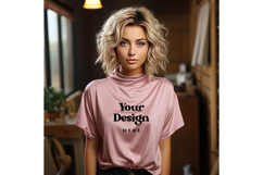 Pink T-shirt Mockups Bella and Canvas Top View Mockups_5 Product Image 1