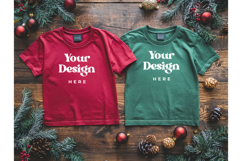 Christmas T-shirt Mockups Green Red Bella Canvas Top View_6 Product Image 1