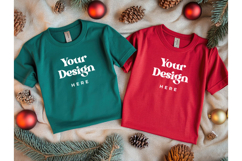 Christmas T-shirt Mockups Green Red Bella Canvas Top View_8 Product Image 1