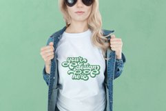 White t-shirt woman model mockup on green background Product Image 1
