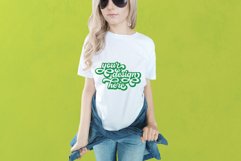 White t-shirt woman model mockup on green background Product Image 1