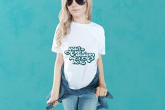 White t-shirt woman model mockup on teal blue background Product Image 1