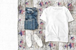 T-shirt mockup. Independence day 4th of July patriotic theme design