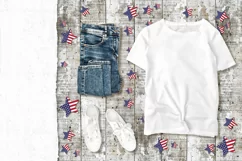 T-shirt mockup. Independence day 4th of July patriotic theme design