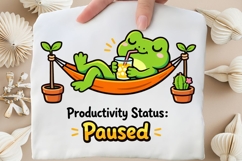 Productivity Status Paused Frog PNG, Funny Lazy Frog Hammock Product Image 5