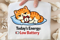 Today’s Energy Low Battery Cat PNG, Funny Tired Cat PNG Product Image 4