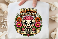Brains Are Brilliant Skull Brain PNG Design Product Image 5