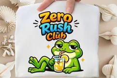 Zero Rush Club Frog PNG, Funny Lazy Frog Drink PNG Design Product Image 5