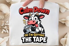 Calm Down Or I'm Getting The Tape Cow PNG, Funny Cow Product Image 5