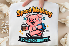 Speed Walking To Responsibility Pig PNG Design Product Image 5