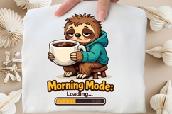 Morning Mode Loading Sloth PNG, Funny Coffee Sloth PNG Product Image 5