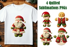 4 Christmas Quilted Sublimation Designs PNG Product Image 1