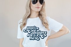 White t-shirt woman model mockup on neutral background Product Image 1