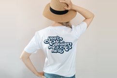 Back white t-shirt woman model mockup on neutral background Product Image 1