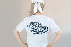 Back white t-shirt woman model mockup on neutral background Product Image 1