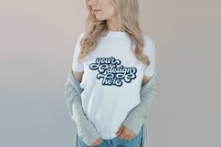 White t-shirt woman model mockup on neutral background Product Image 1
