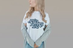 White t-shirt woman model mockup on neutral background Product Image 1