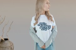 White t-shirt woman model mockup on neutral background Product Image 1