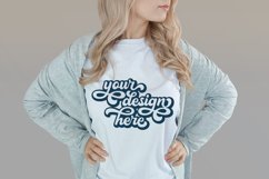 White t-shirt woman model mockup on neutral background Product Image 1