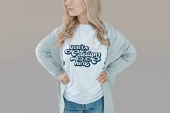 White t-shirt woman model mockup on neutral background Product Image 1