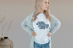 White t-shirt woman model mockup on neutral background Product Image 1