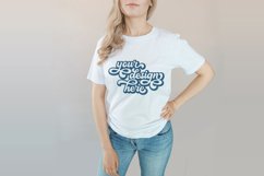 White t-shirt woman model mockup on neutral background Product Image 1