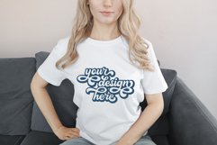 White t-shirt woman model mockup on neutral background Product Image 1