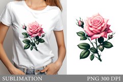 Rose T-Shirt Sublimation. Rose Sublimation Product Image 1