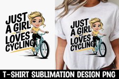 Just a Girl Who Loves cycling T-shirt Sublimation Design Product Image 1