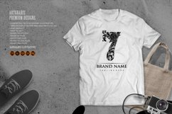Ornate engraved number 7 monogram with floral monochrome Product Image 3