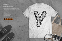 Outline of Y Letter with Weed Motif in Monochrome Product Image 2