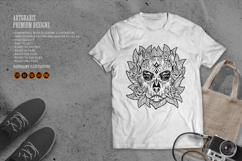 Ornamental Dog Skull with Flowers Latina Monochrome Product Image 2
