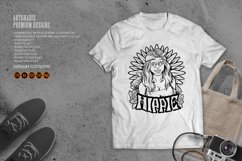 Boho girl joyful smile hippie style logo illustrations Product Image 3