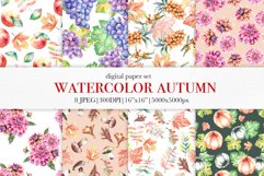 Watercolor Autumn Harvest paper pack, Autumn harvest pattern Product Image 1