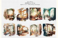 Watercolor Cafe Clipart, Coffee shop clipart, City clipart Product Image 2