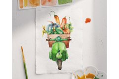 Autumn Watercolor clipart, Harvest Retro Motorcycles Product Image 5