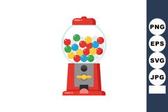 Gumball machine with colorful balls in red dispenser contain Product Image 1