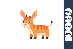 Cute cartoon baby donkey with orange stripes standing on whi Product Image 1