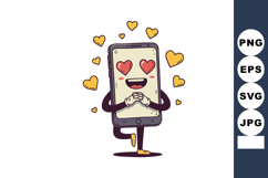 Cartoon smartphone with heart eyes and yellow hearts express Product Image 1