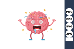 Brain cartoon character dizzy and confused with spinning sta Product Image 1