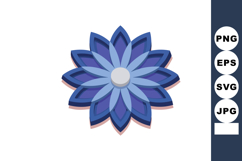 Blue layered flower vector design with geometric petals and Product Image 1
