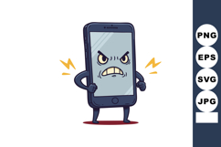 Angry smartphone character with expressive face and clenched Product Image 1