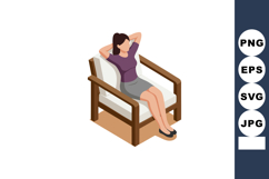 Woman Relaxing in Armchair Comfortable Sitting Posture Resti Product Image 1