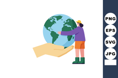 Woman holding and hugging globe world earth care environment Product Image 1