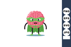Brain superhero character with green mask and cape standing Product Image 1