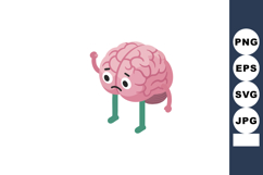 Sad pink human brain character with arms and legs expressing Product Image 1