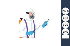 Pest control worker wearing protective suit and gas mask spr Product Image 1