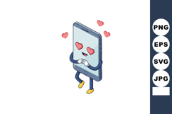 Cute smartphone character with heart eyes expressing love an Product Image 1