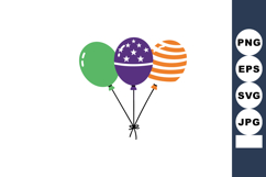 Balloons with green purple and orange colors featuring stars Product Image 1